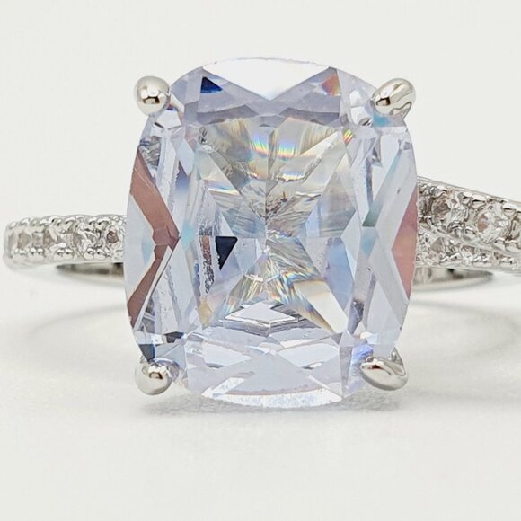 😍Engagement Radiant Cut CZ Thin Romantic Wedding Ring Set for Women, K969 - Picture 6 of 14